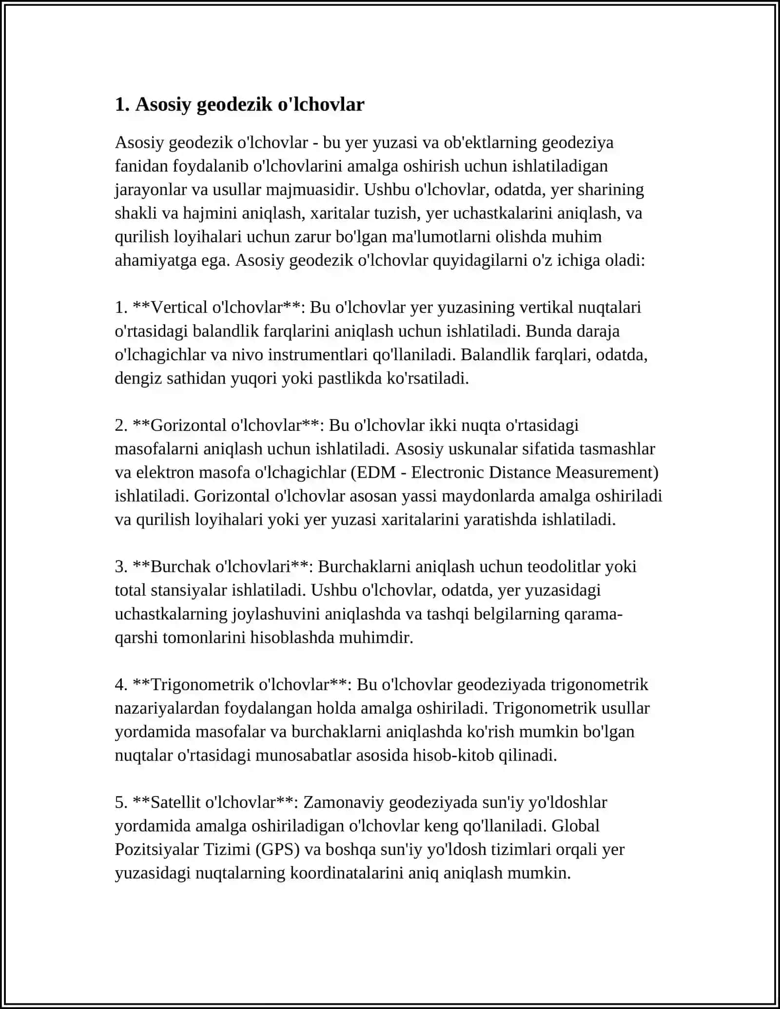 SUV OMBORLARIDA BAJARILADIGAN GEODEZIK ISHLAR 4