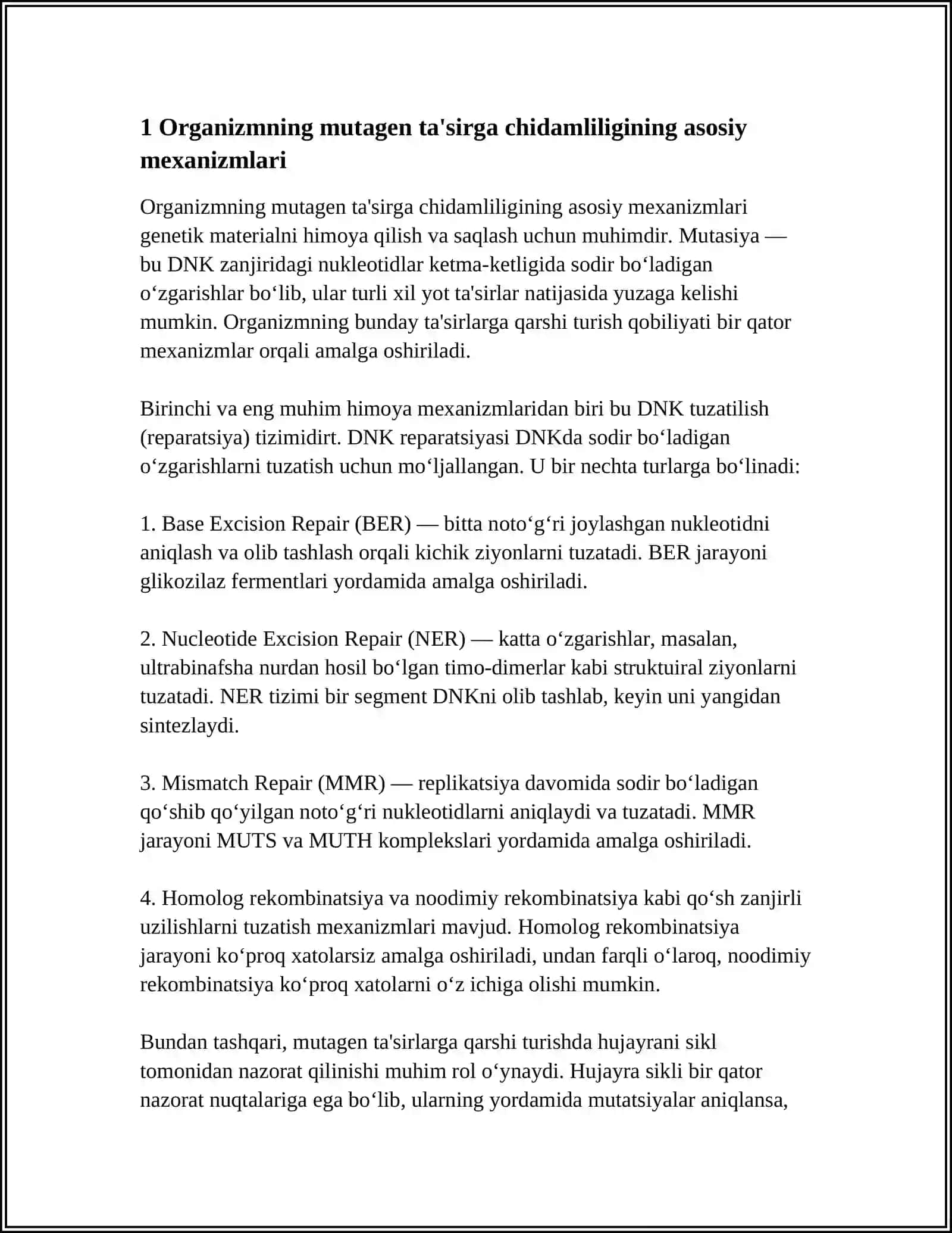 ORGANIZMNING MUTAGEN TA'SIRGA CHIDAMLILIGI. TOMAS MORGANNING XROMOSOMA NAZARIYASI. JINS GENETIKASI 4