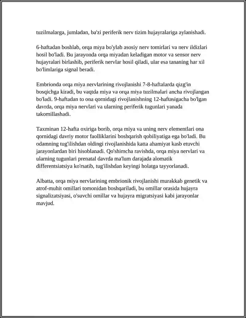 ORQA MIYA NERVLARINI HOSIL BOʻLISHI.ORQA MIYA NERVLARINI ORQA SHOXLARI.KOʻKRAK NERVLARI.BOʻYIN CHIGALI 4