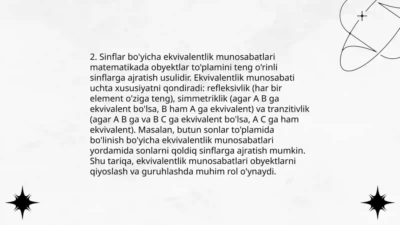 Ekvivalentlik munosabatlari 4