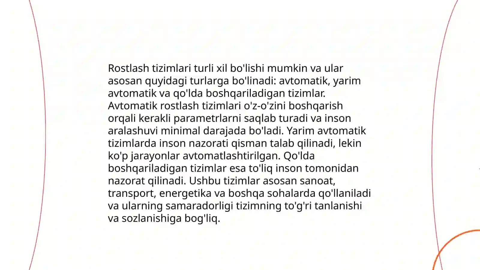 Avtomatik rostlashning vazifalari 4