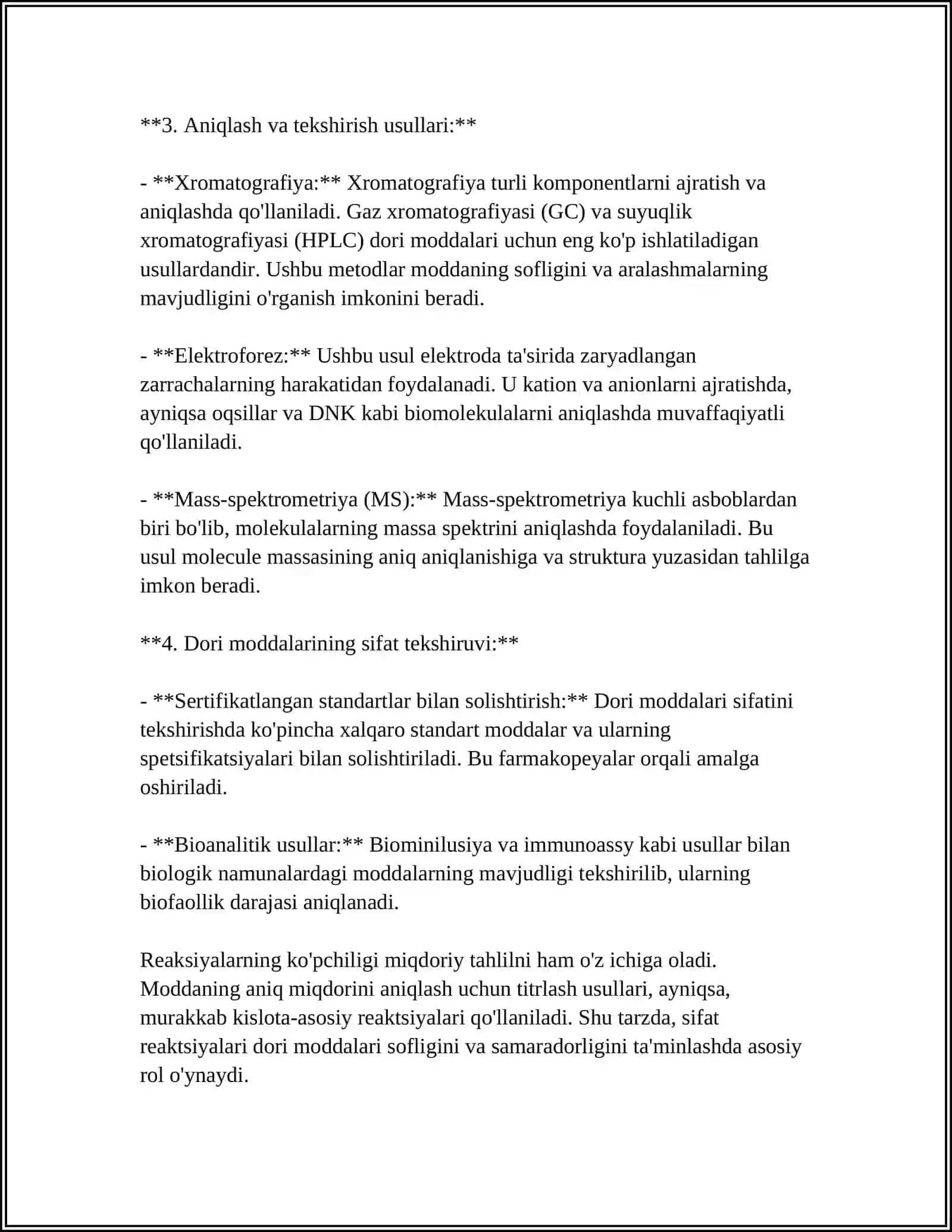DORI MODDALARINING UMUMIY VA XUSUSIY SIFAT REAKSIYALARI 4