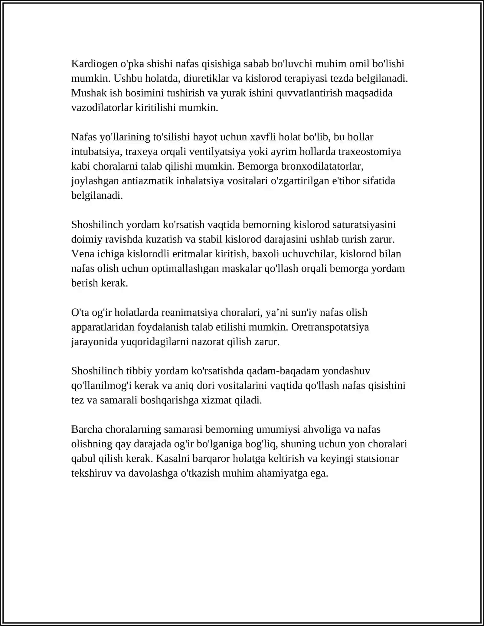 NAFAS OLISH AZOLARI KASALLIKLARIDA UCHRAYDIGAN KECHIKTIRIB BOLMAYDIGAN HOLATLAR 4