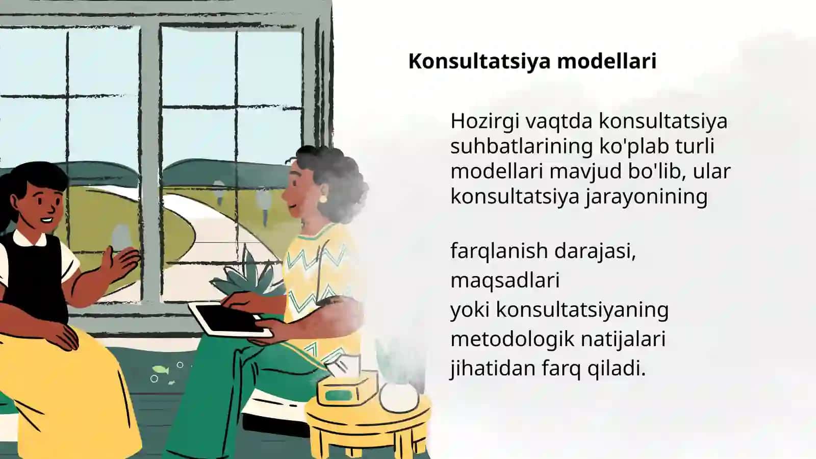Konsultatsiya oʻtkazish bosqichlari va suhbatni boshlash 4