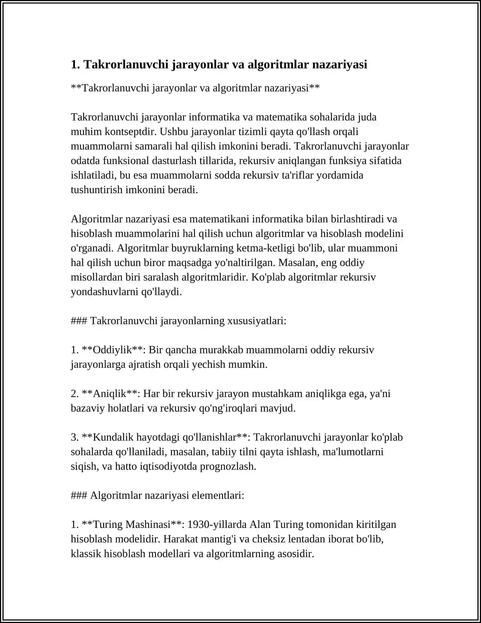 MATEMATIKA MASALALARNI SHART OLDI TAKRORLANUVCHI JARAYONLARNI QO'LLAB ALGORITM VA DASTURLARNI TUZISH 4