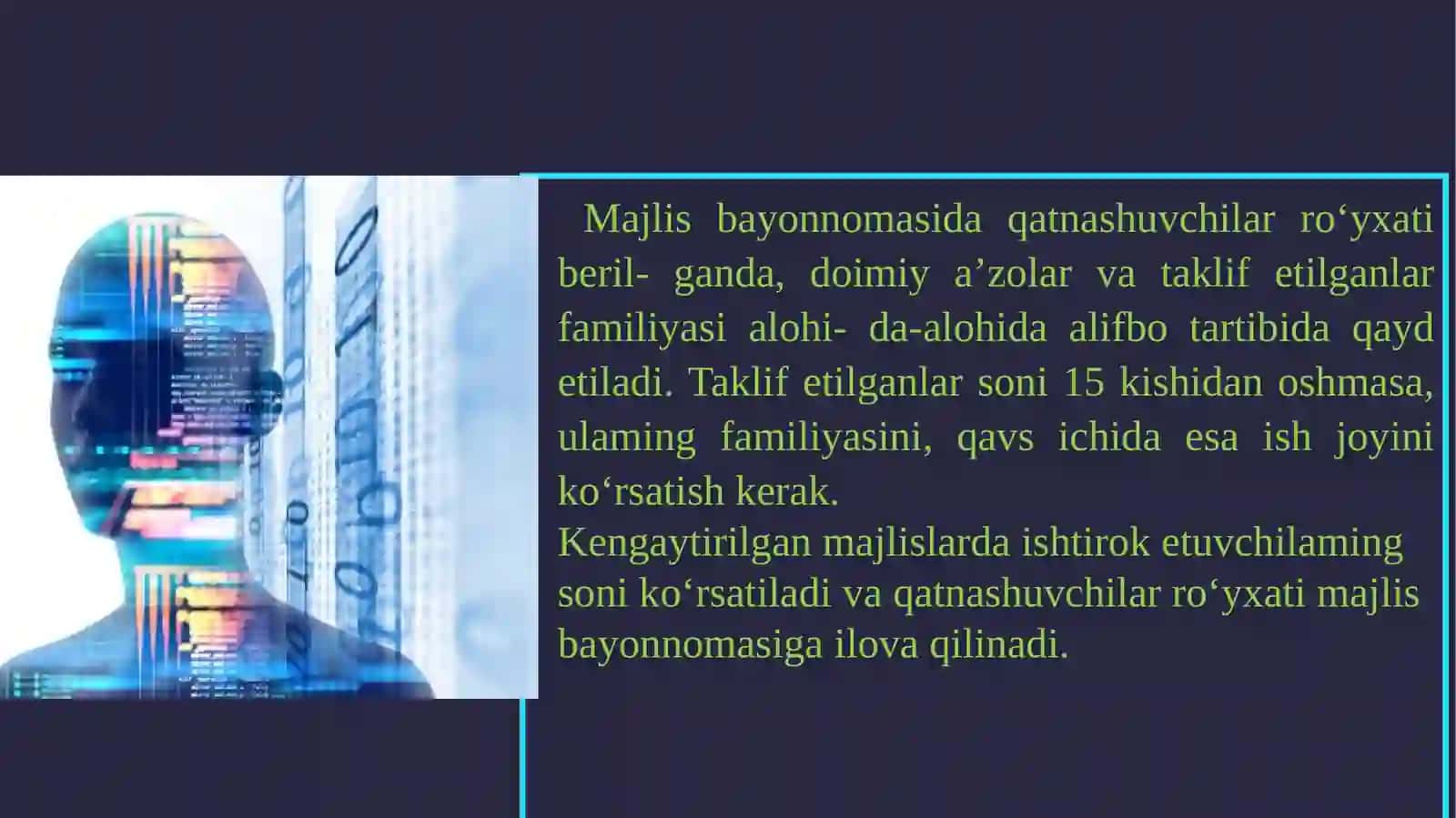 Xusanova Roʻziyulning davlat tilidan ishyuritish fanidan tayyorlagan taqdimoti 4
