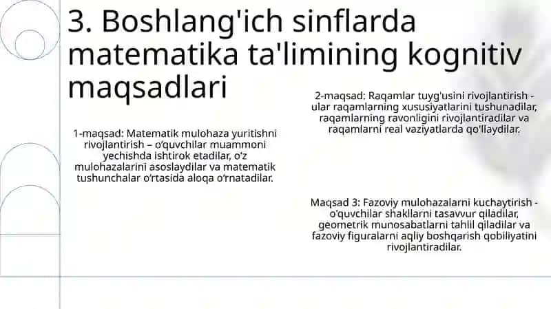 Boshlang'Ich Sinflarda Matematika OʻQitishning Tarbiyaviy TaʼLimiy Rivojlantiruvchi Maqsadi Va Vazifalari 4