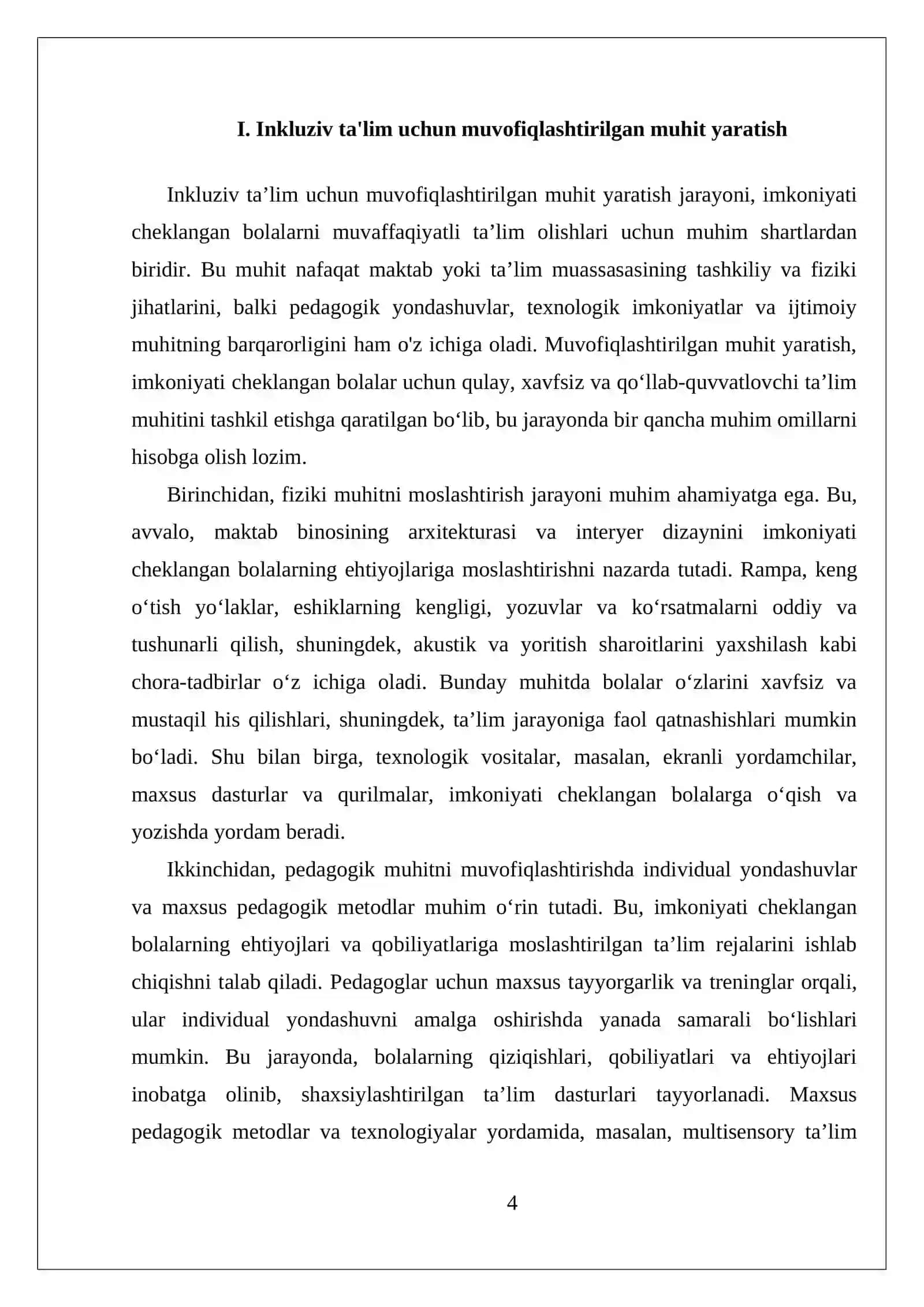IMKONIYATI CHEKLANGAN BOLALARNI SAMARALI INKLUYZIV TA‘LIM OLISHNING ASOSIY SHARTLARI 4