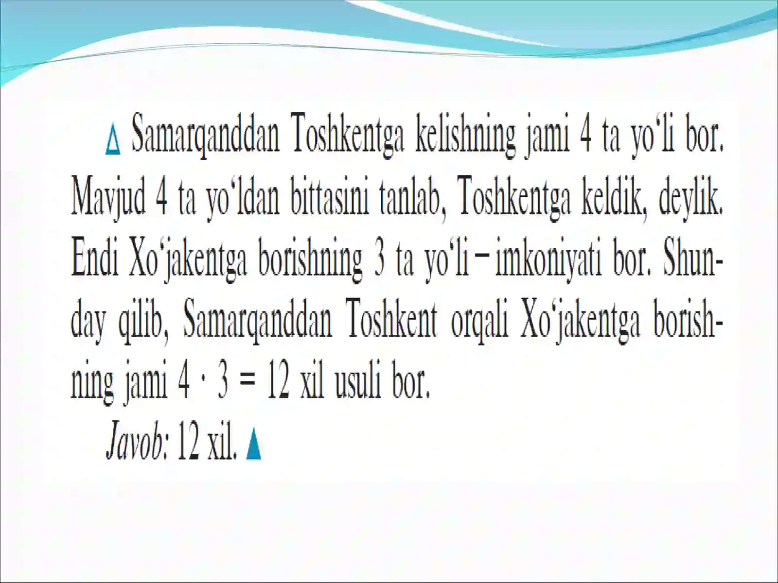 KOMBINATORIKA ELEMENTLARI, O`RIN ALMASHTIRISH VA GURUHLASH 4