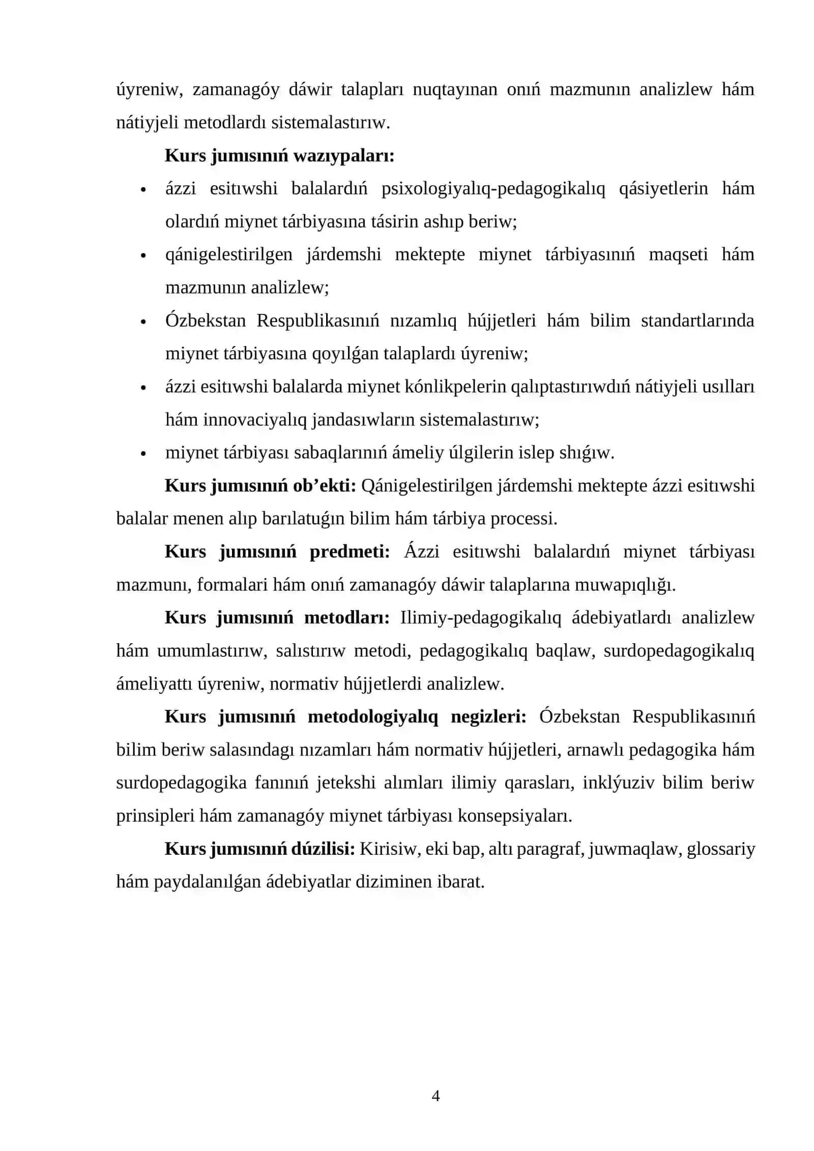 Qánigelestirilgen járdemshi mektep oqıwshilariniń miynet tárbiyası hám oǵan qoyilǵan dáwir talapları Ázzi esitiwshi balalar 4