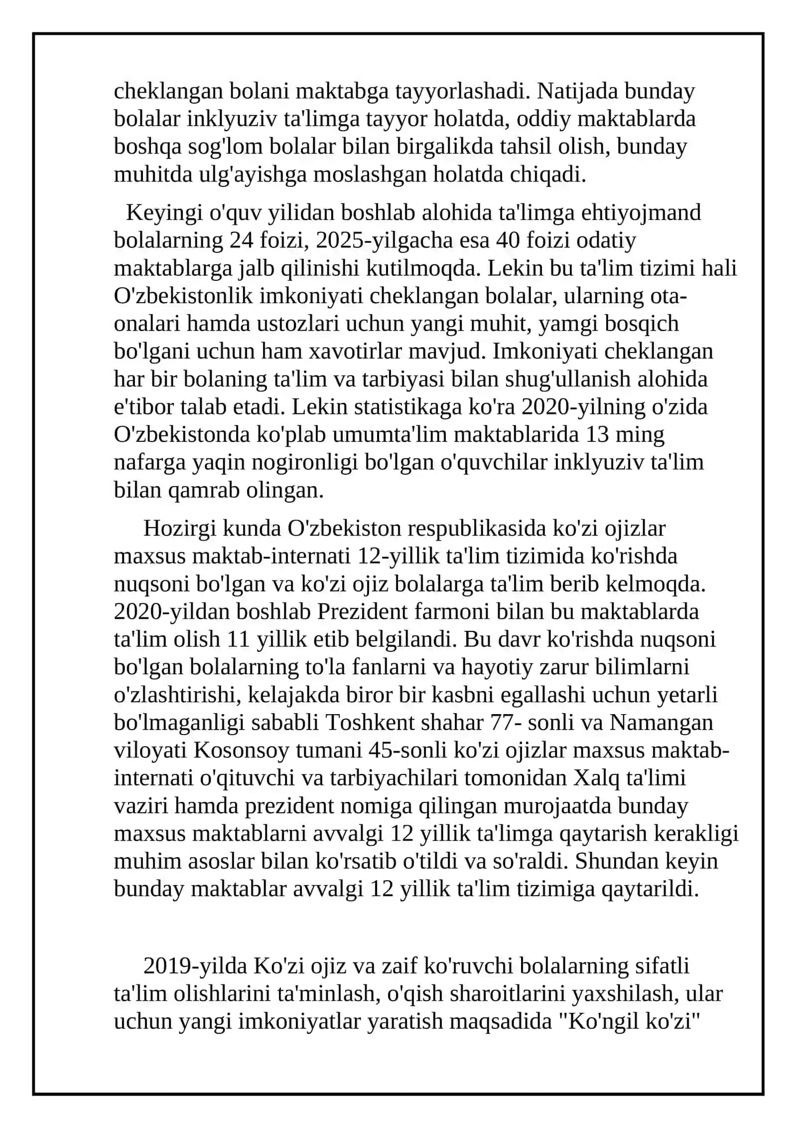 Imkonyati cheklangan bolalarni samarali inkuliziv talim olishning asosiy sharti 4