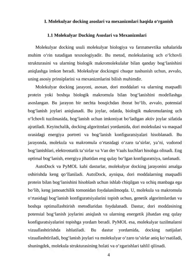 Molekulyar docking asoslari va mexanizmlari 4