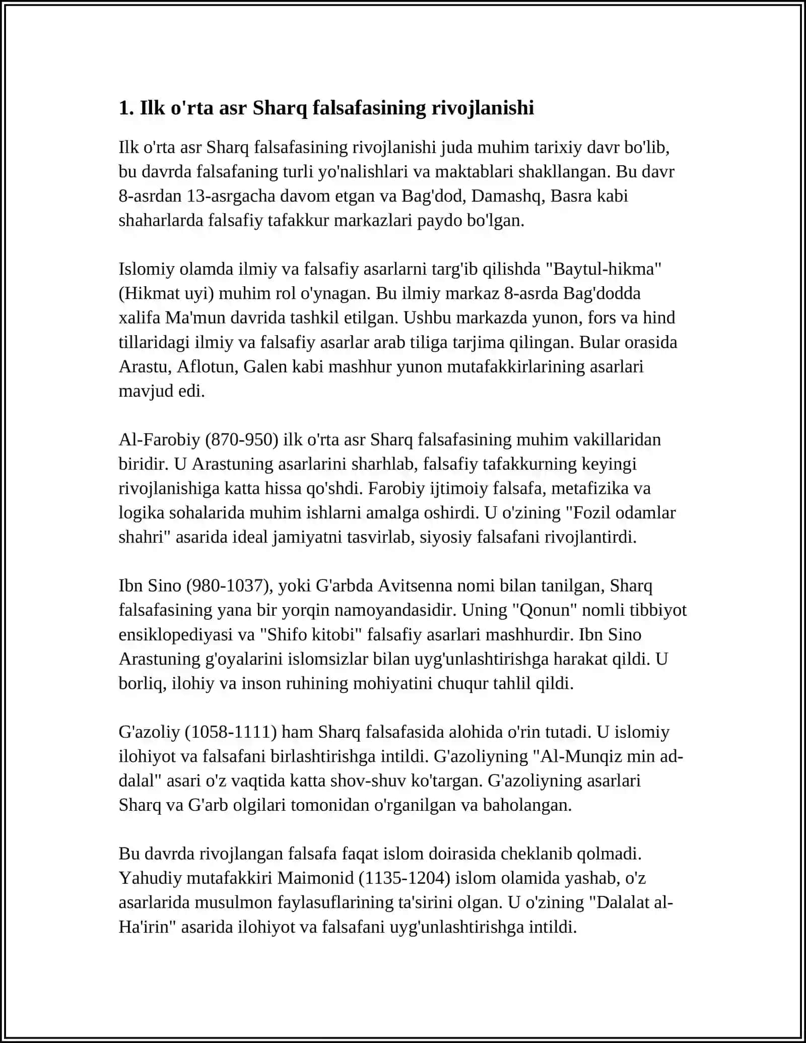 ILK OʻRTA ASIR SHARQ FALSAFASI VA UYGʻONISH DAVRI 4