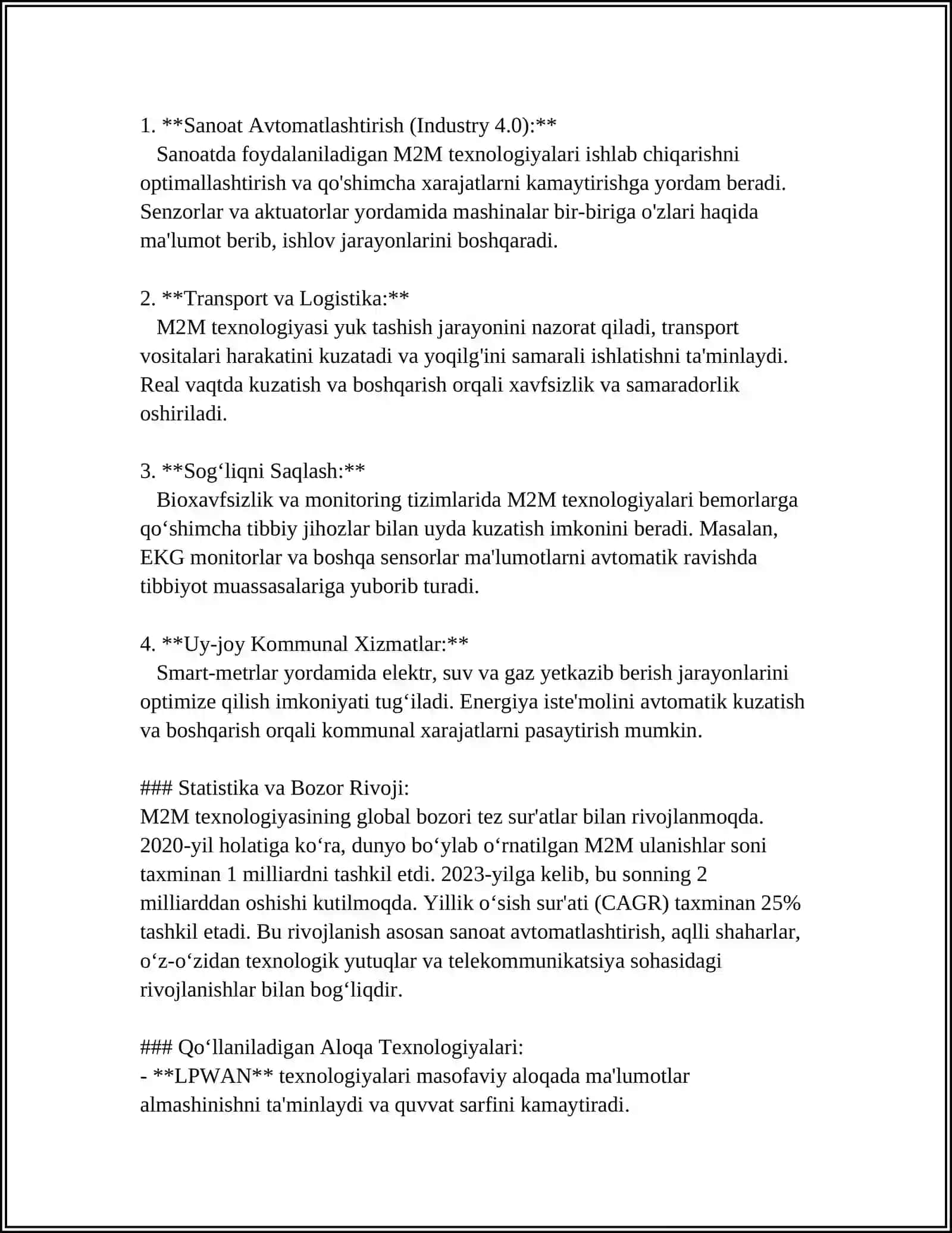 M2M TEXNOLOGIYASI- INTERNET ASHYOLARI ASOSI SIFATIDA 4