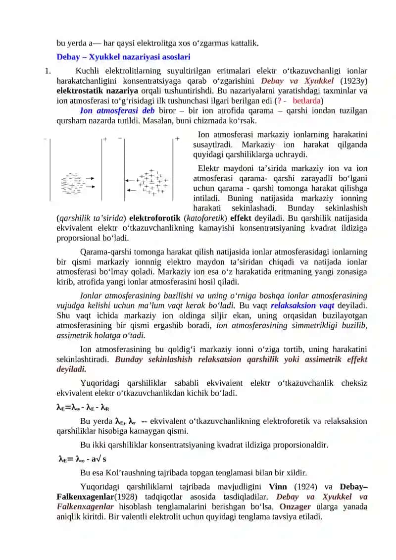 Solishtirma va ekvivalent elektr o’tkazuvchanlik 4