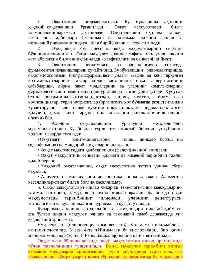 Ovqat va uning hazm bòlishi haqida tushuncha 4