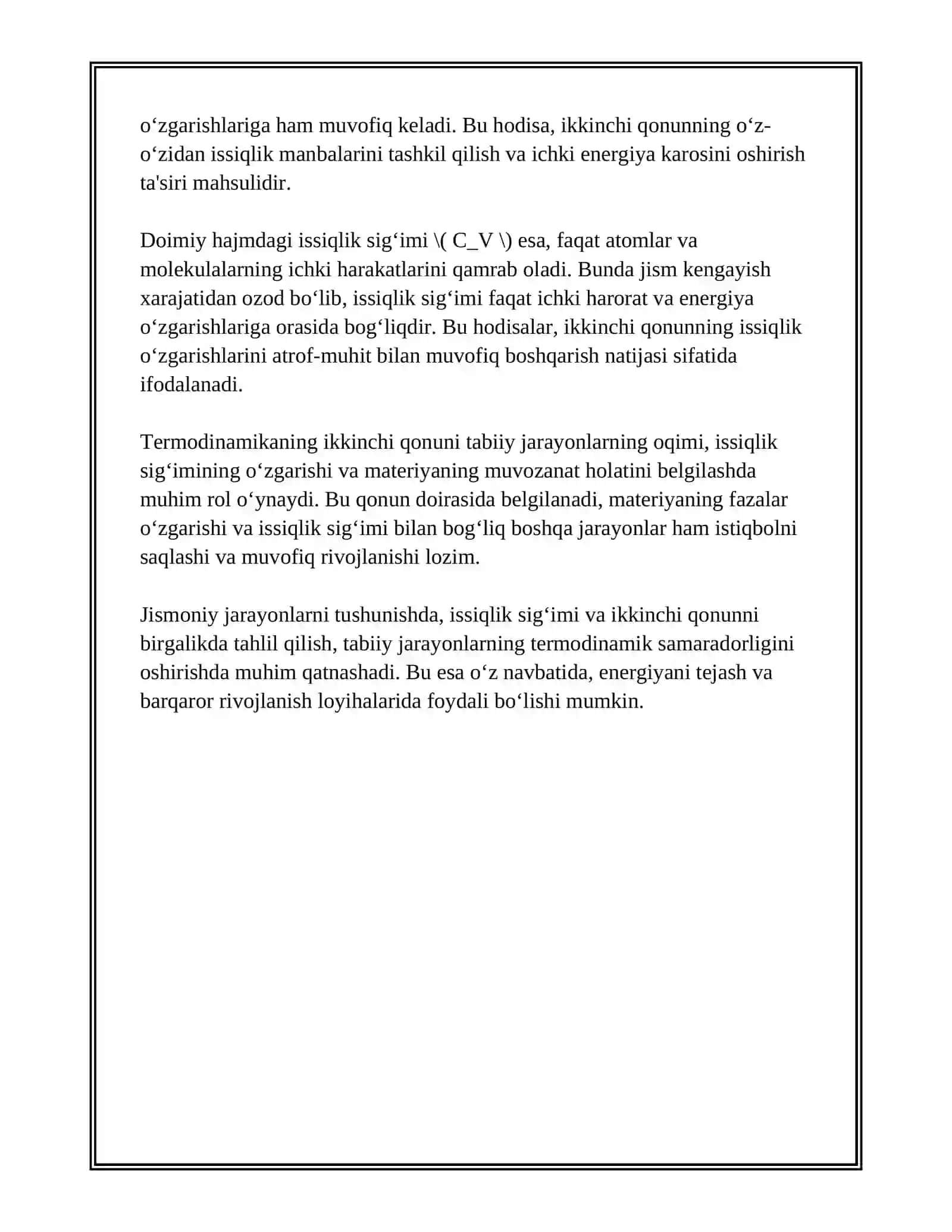 TERMODINAMIKA 2 QONUNINI ISSIQLIK SIG'IMGA TATBIQ QILING 4