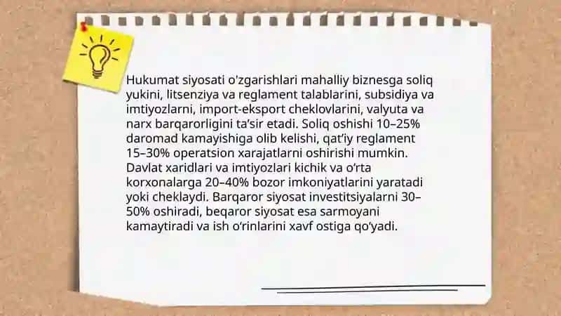 Siyosiy vaziyatlarning biznesga ta'sirini o'rganish 4