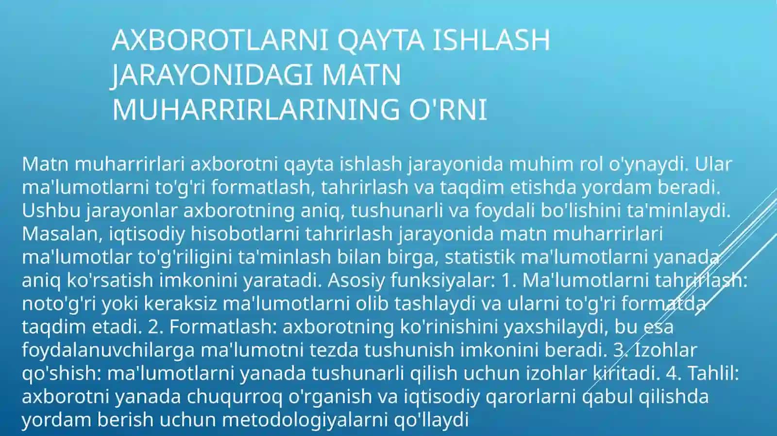 Matnmuharrirlarining iqtisodiy axborot uchun ahamiyati 4