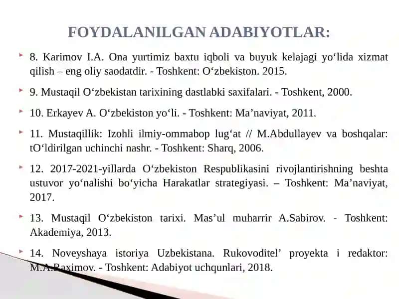 Mustaqil O‘zbekiston Respublikasining tashkil topishi va uning tarixiy ahamiyati 4
