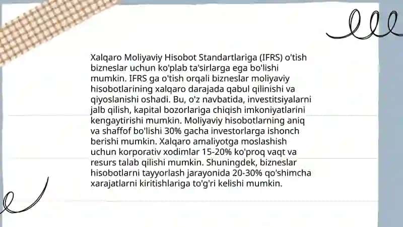 Xalqaro moliyaviy hisobot standartlari (IFRS) va ularning ahamiyati 4