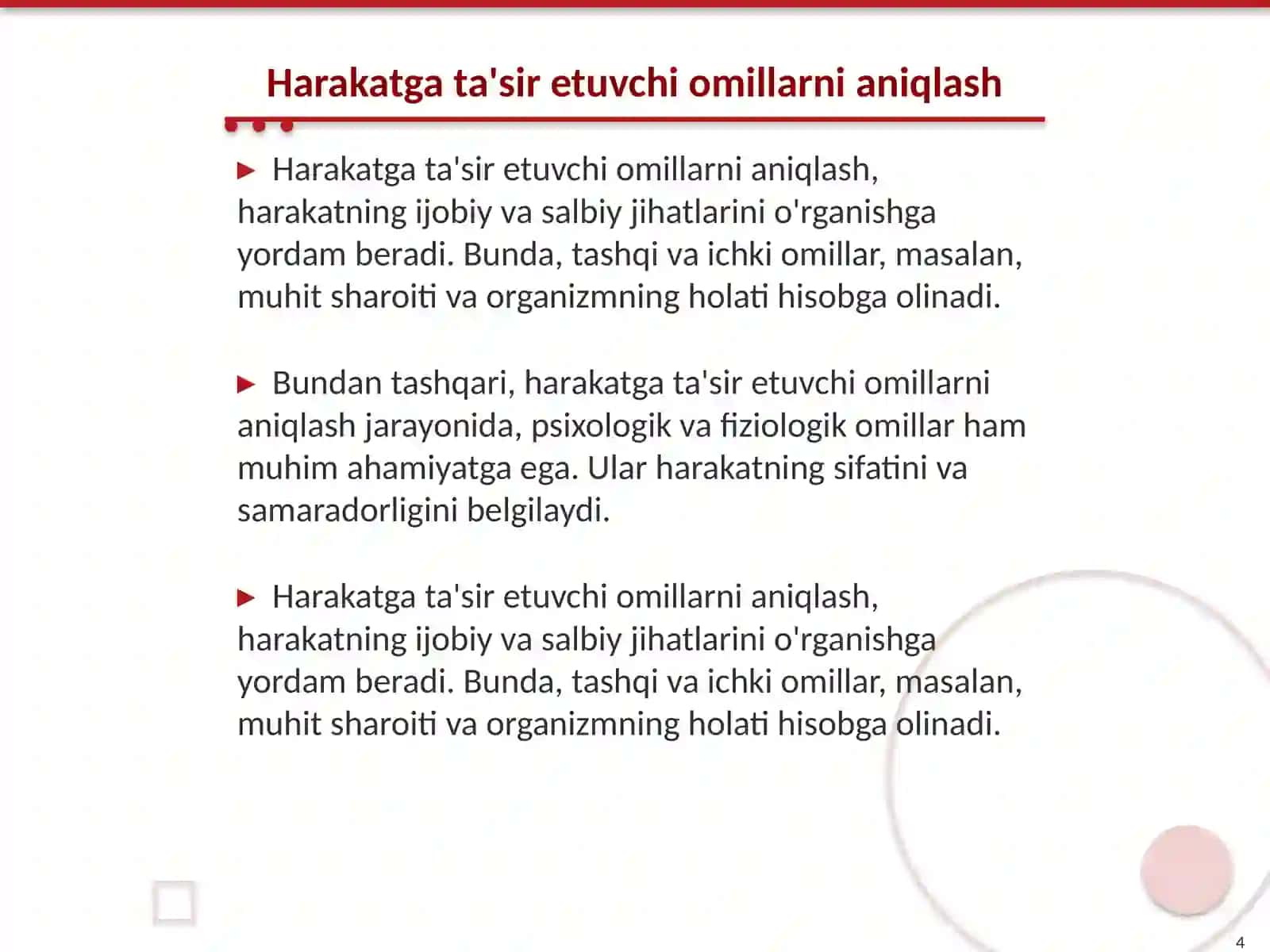 Kinematika asoslari Kasalliklar va harakatning chegaralanishi 4