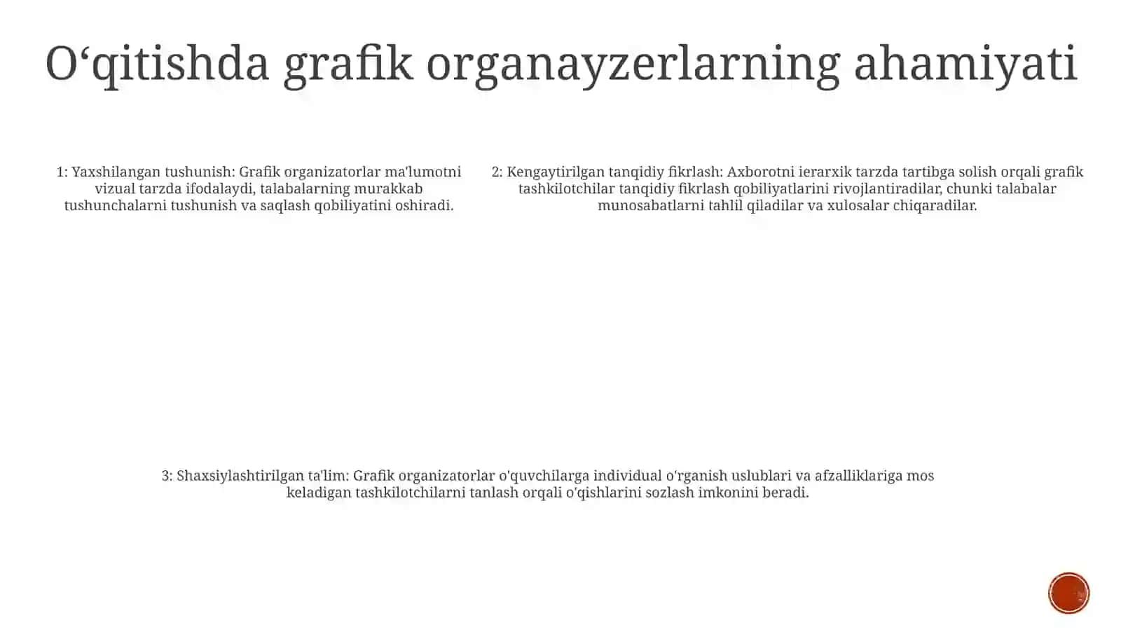 Innovatsion OʻQitishda Grafik Organayzerlar. Innovatsion Yondashuvda AktdanFoydalanish 4