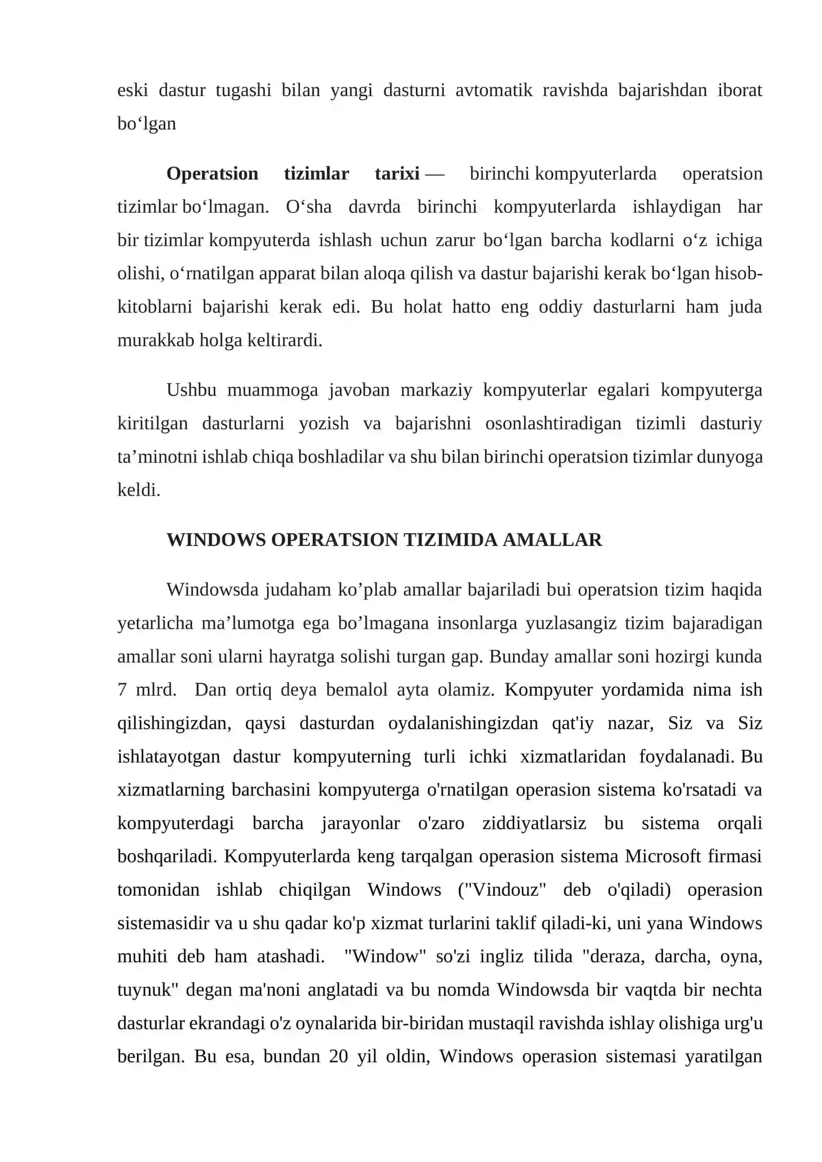 WINDOWS OPERATSION TIZIMU HAQIDA 4