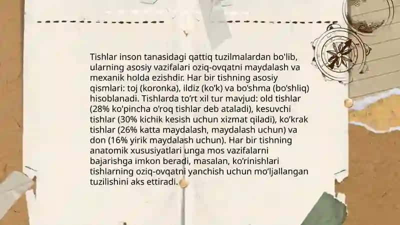 Tish va tishlar qatorini tekshirish xususiyatlari 4