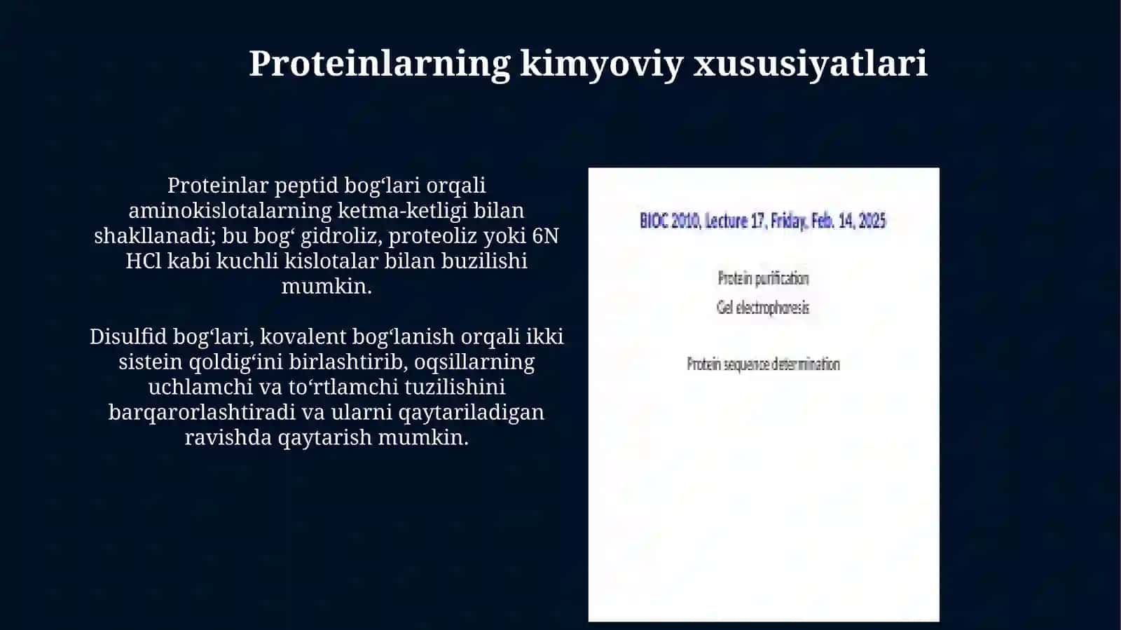 Proteinlarning fizikaviy va kimyoviy xususiyatlari 4