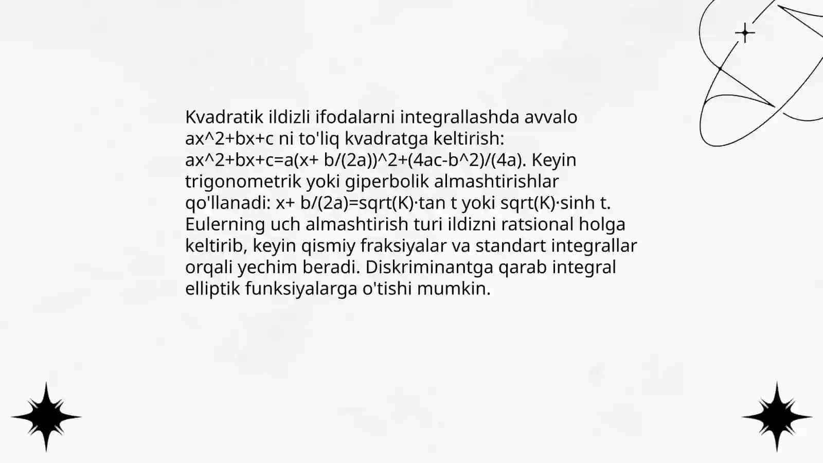 Ba'zi irratsional funksiyalarni integrallash 4