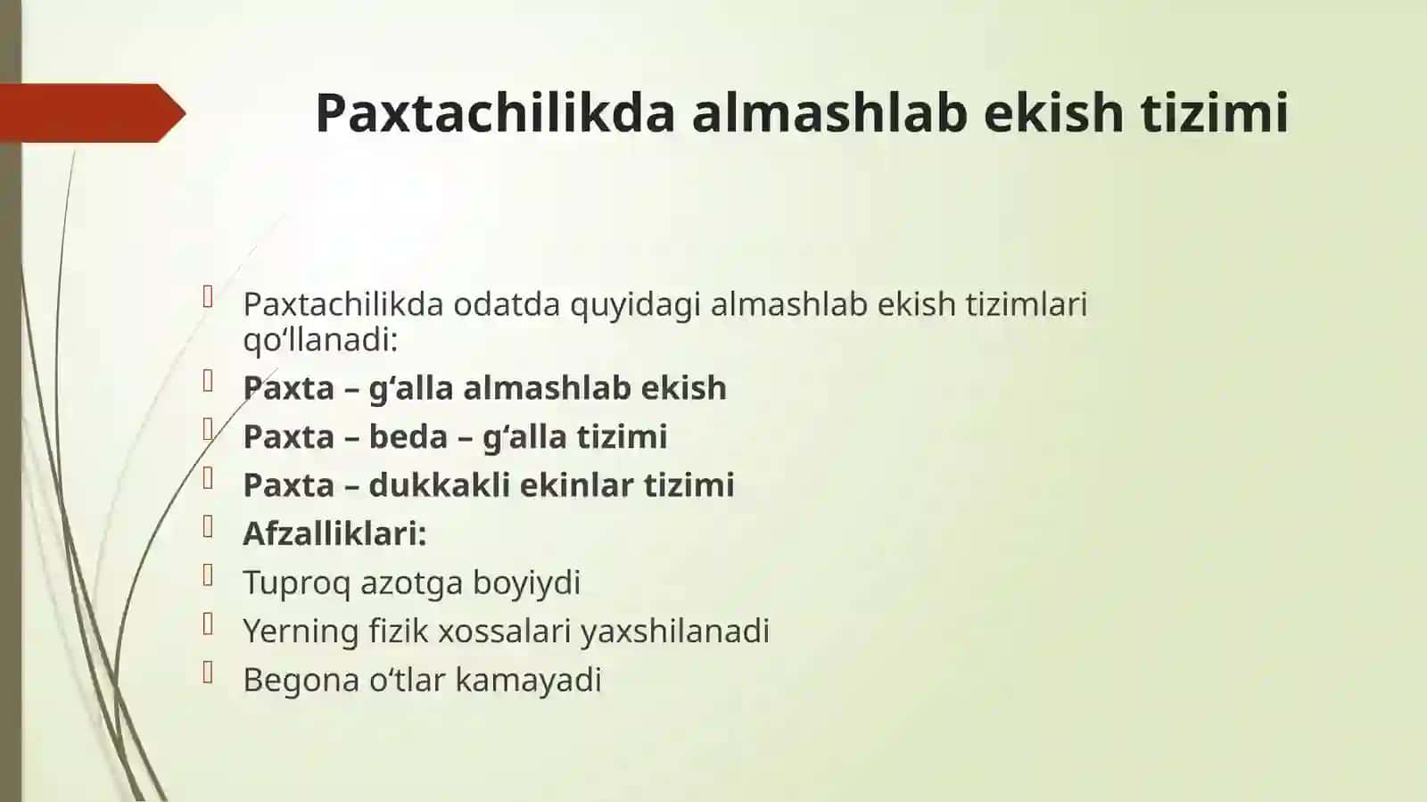 PAXTACHILIK XO‘JALIKLARIDA ALMASHLAB EKISH VA EKIN MAYDONLARI 4