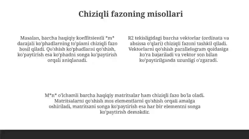 Chiziqli fazoning ta'rifi va misollar 4