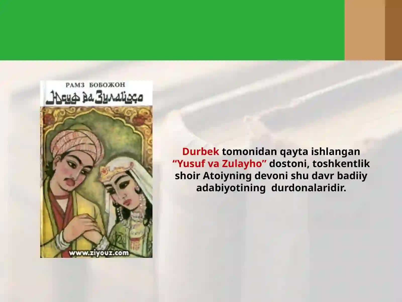 7-sinf O'zbekiston tarixi O'rta Osiyoda adabiyot dars taqdimoti 4