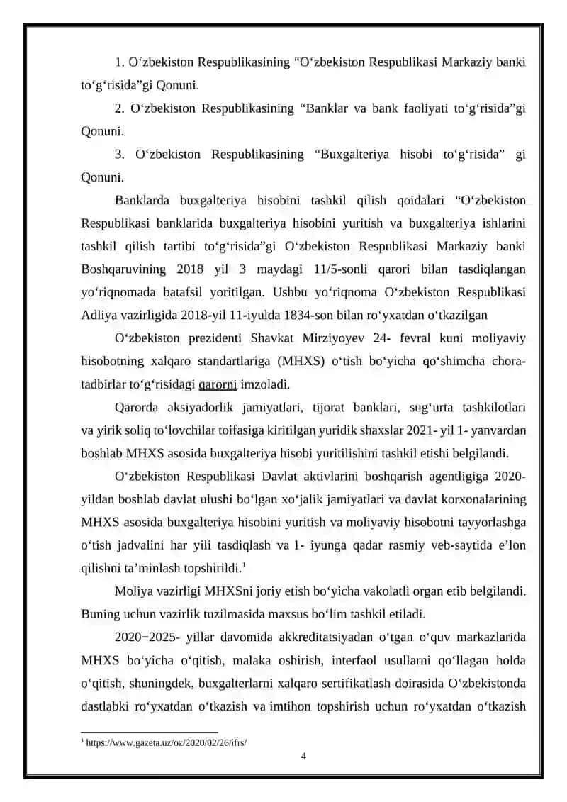 Banklarda Buxgalteriya Hisobini Tashkil Qilishning Huquqiy Asoslari 4