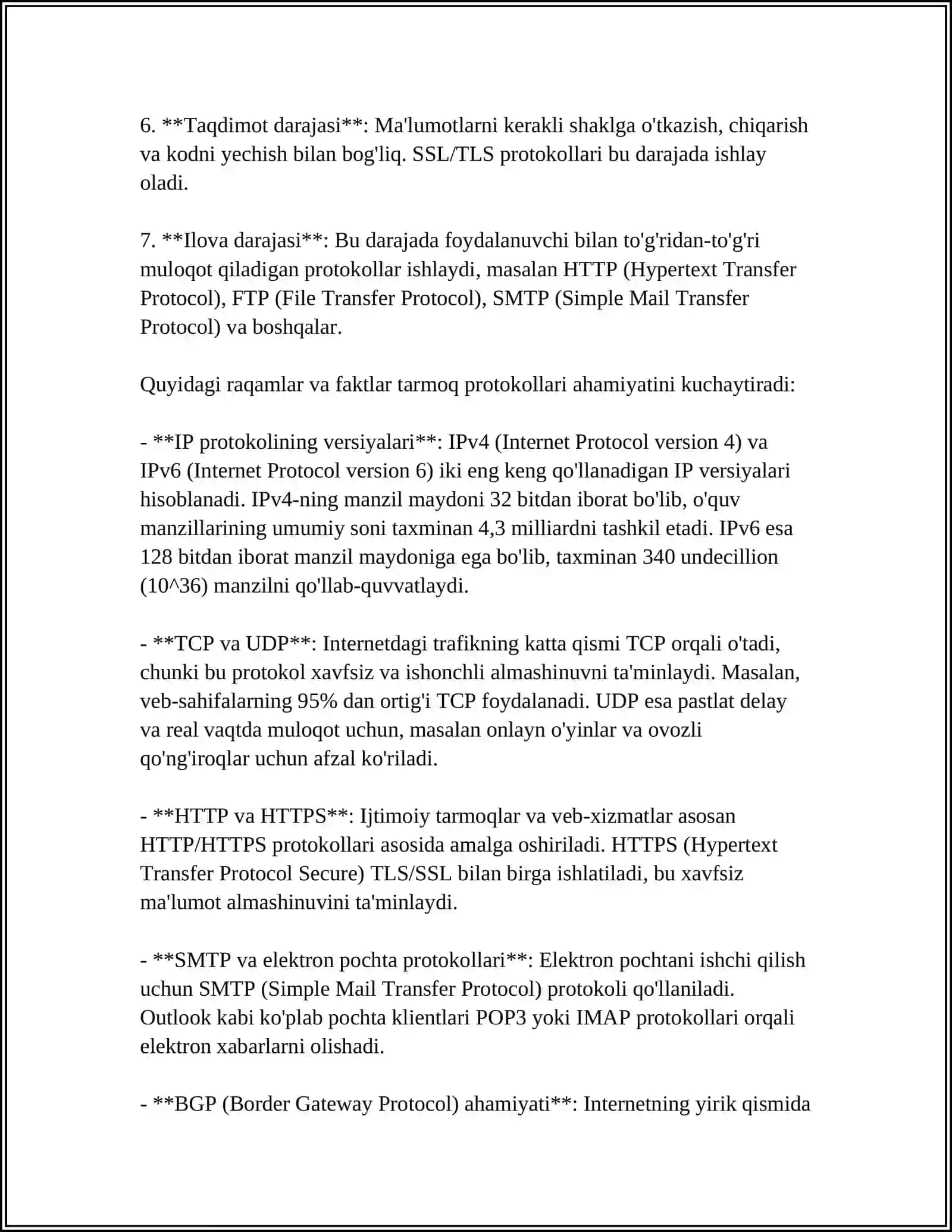 TSP/IP Protokollari va Adreslar. Internetning Qidirish Tizimi 4