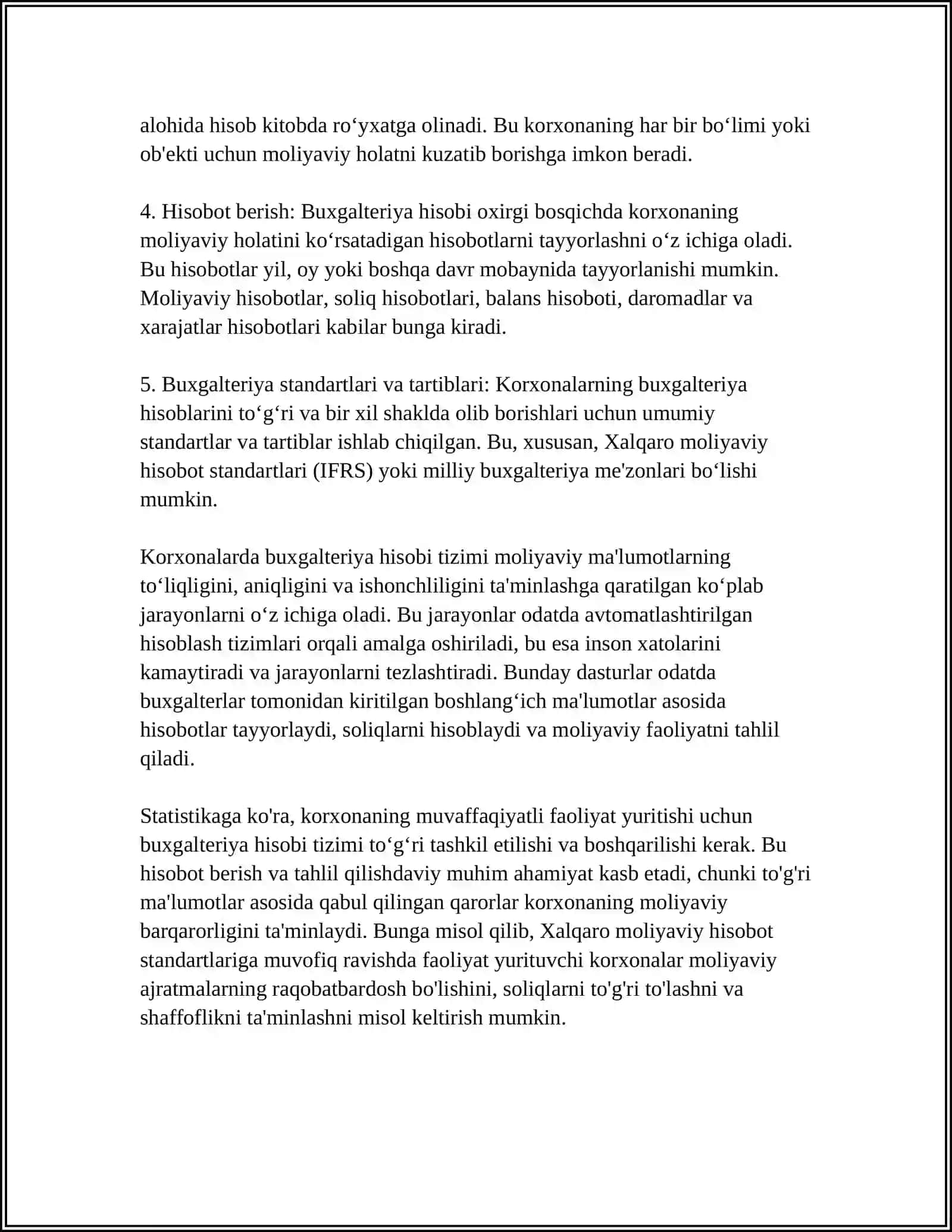 KORXONADAGI BUXGALTERIYA HISOBI TIZIMINING TUZILISHINI TEKSHIRISH 4