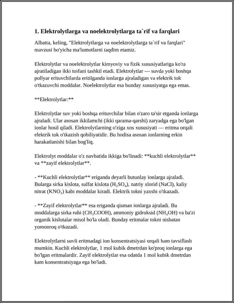ELEKTROLITLAR VA NOELKTROLITLAR.DISSOTSILANISH DARAJASI VA KONSTANTASI 4