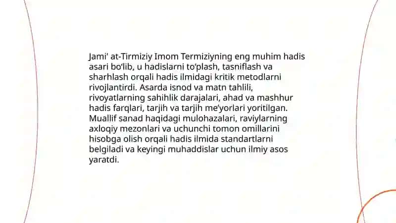 Imom Termiziyning Hadis ilmiga qoʻshgan hissasi 4