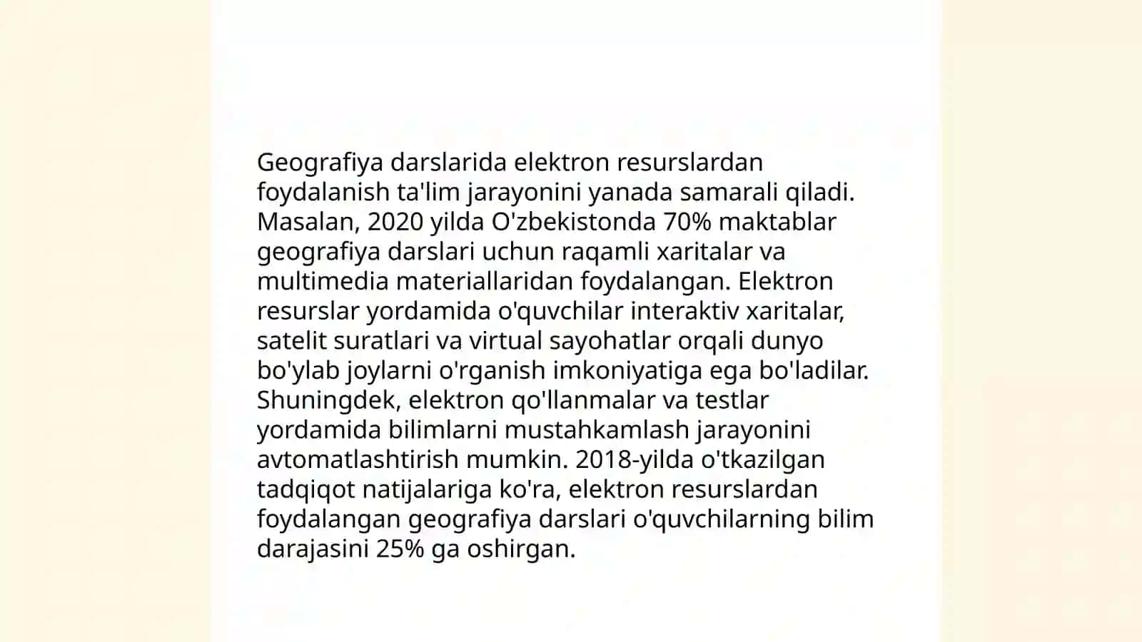 Geografiya ta'limda o'qitish va vositalar bilan ishlash 4