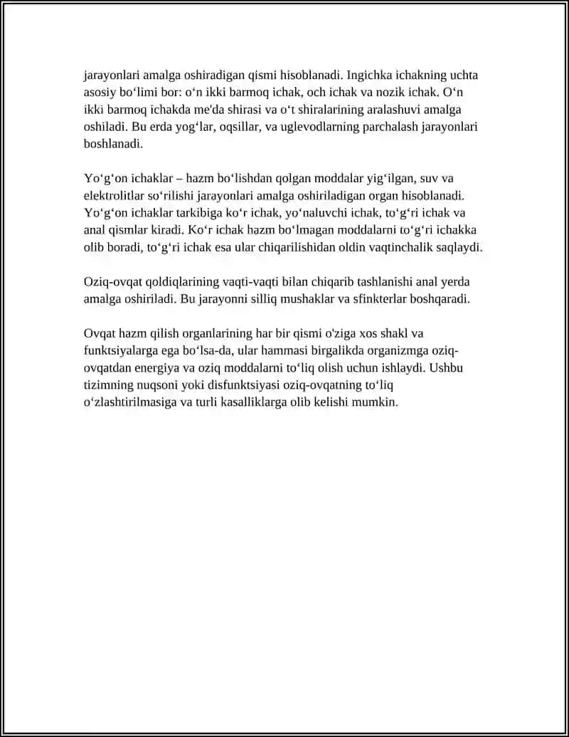 OVQAT HAZM QILISH AʼZOLARI ANATOMIYASI FIZIOLOGIYASI XUSUSIYATLAR 4