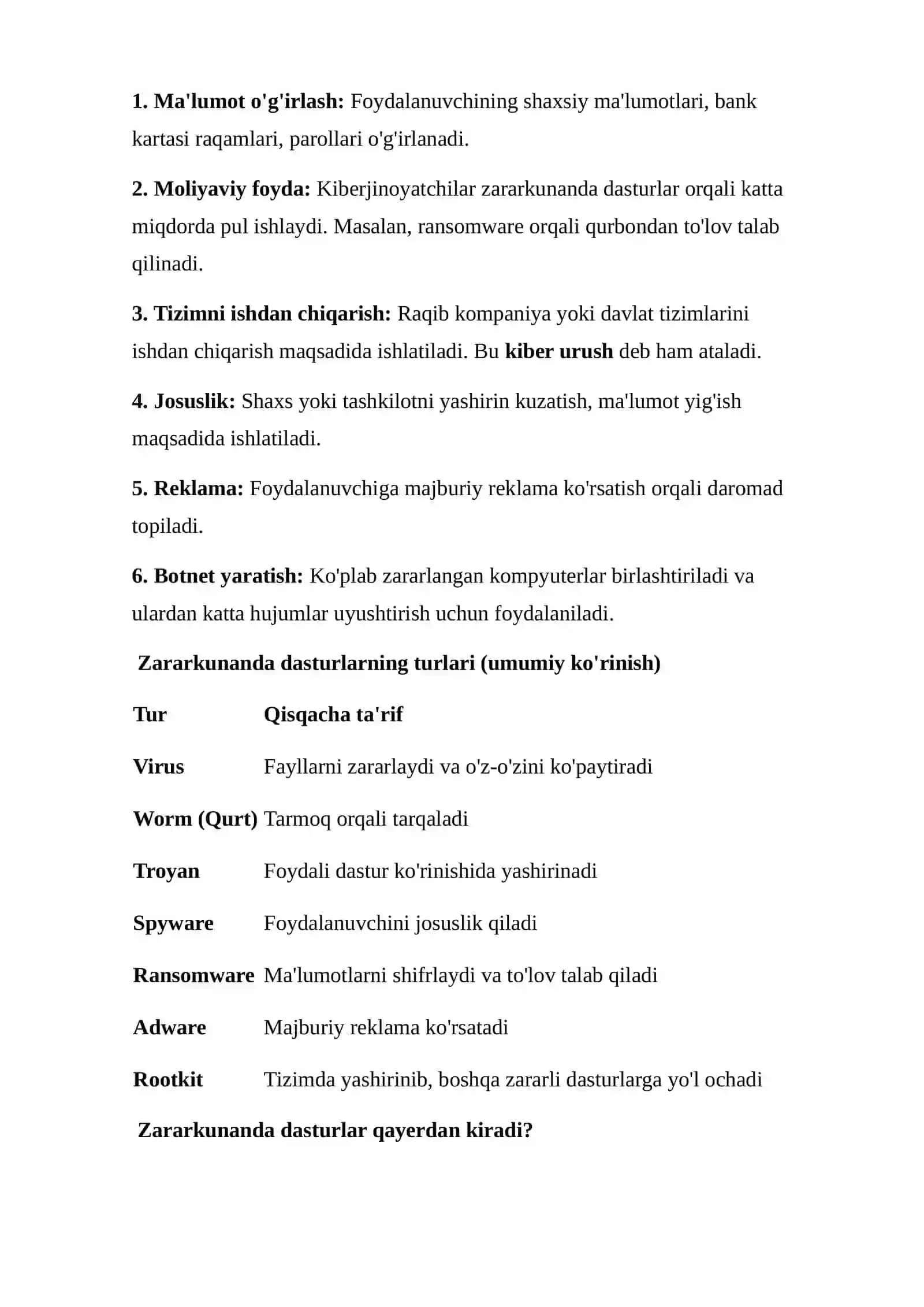Zararkunanda dasturlarning turlari 4