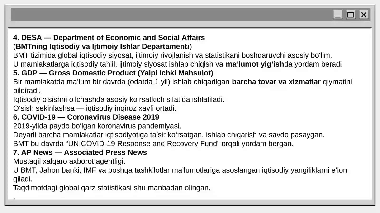 Global iqtisodiy muammolarni yechishda BMT ning roli 4