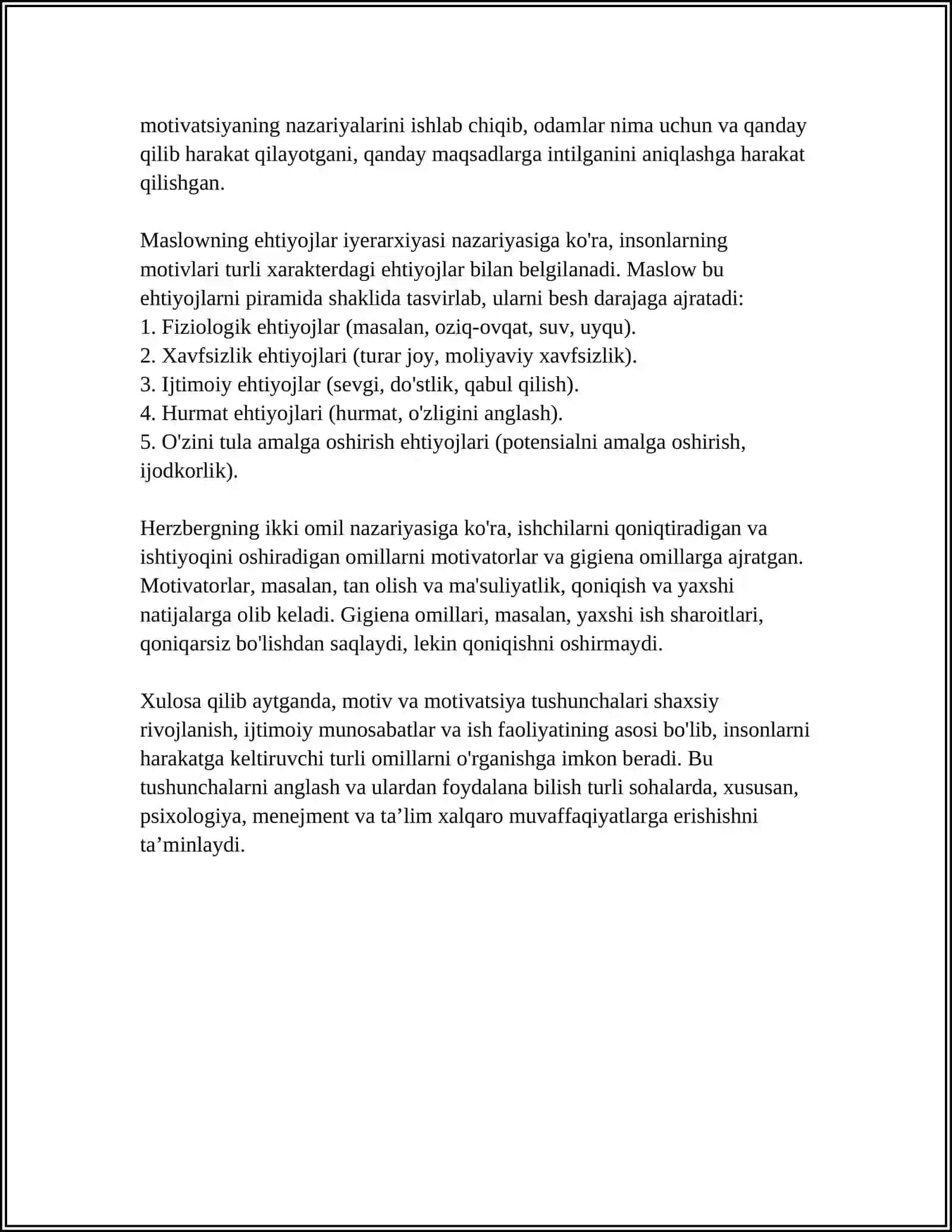 XORIJ PSIXOLOGIYASIDA MOTIV VA MOTIVATSIYA MUAMMOSI 4