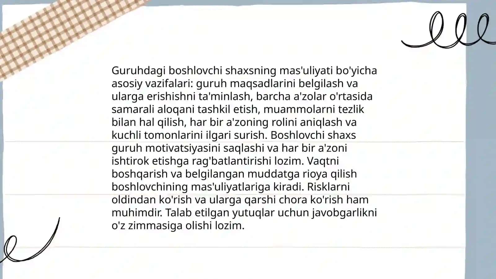 Guruhdagi boshlovchi shaxsi va kvalifikatsiyasi 4