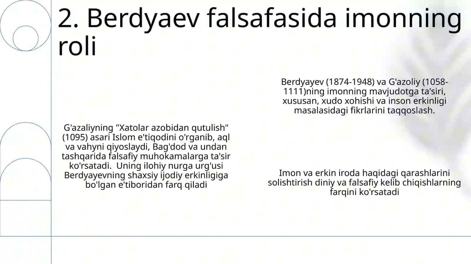 Din va hurfikrlilik mavzusida Berdyaev va Gazzoliy fikrlarini taqoslash 4