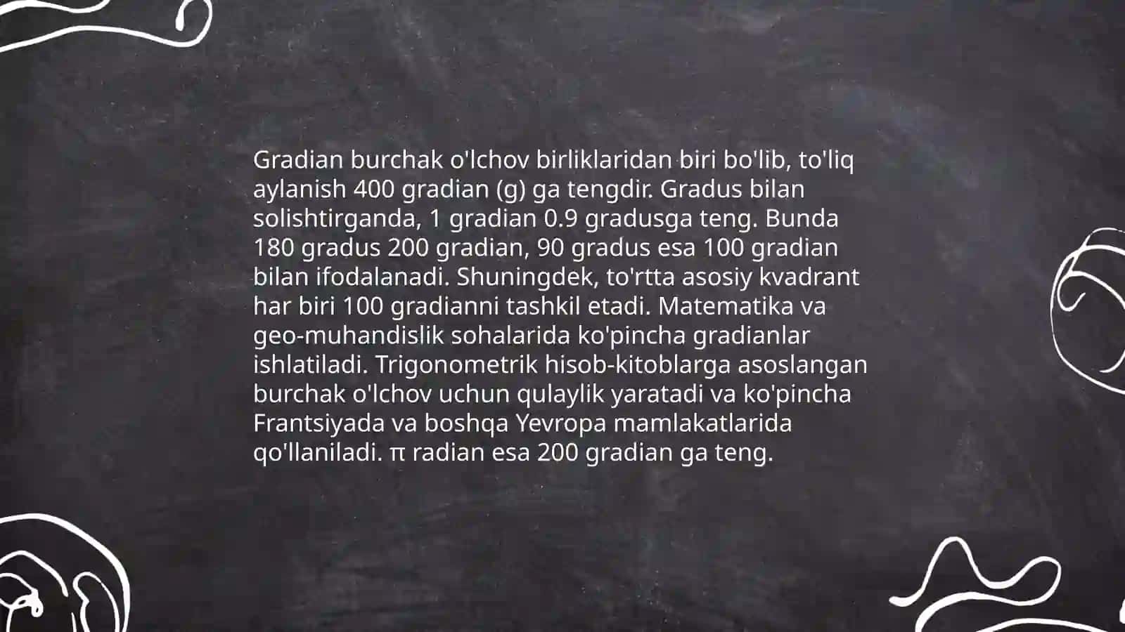 Burchak o‘lchovlari turlari va ularning qo‘llanilish sohasi 4