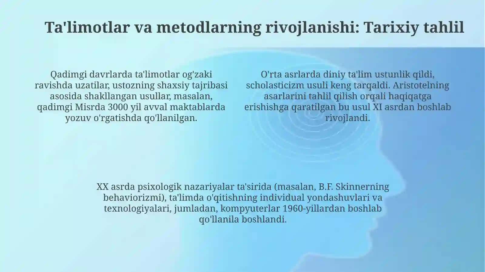 Qadimgi davrlardan XXI asrning boshigacha bo‘lgan davrda o‘qituvchi-ustoz 4