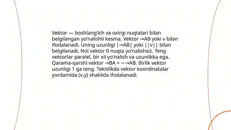 Tekislikda ham fazoviy vektorlar 4