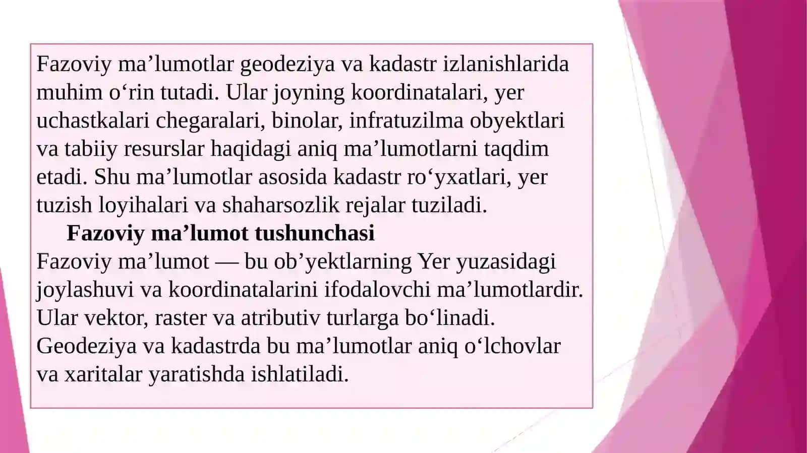 Kadastr(faoliyat turlari bo'yicha yo'nalish) 4